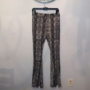 Snake print flare pants